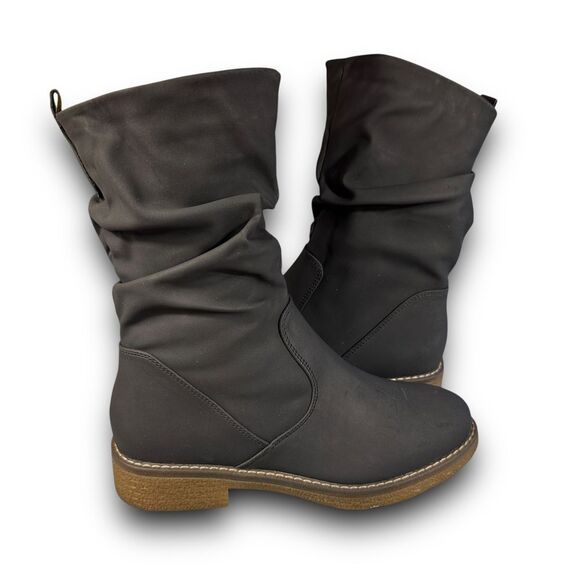 NIB DREAM PAIRS Women's Mid Calf Combat Riding Winter Boots Ruched sz‎ 5.5 US - Picture 1 of 14